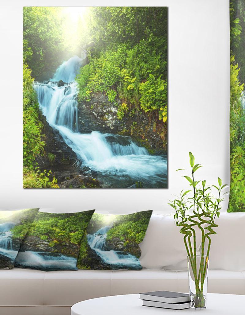 DesignQ Wonderful Creek in Green Forest - Oversized Landscape Canvas Art