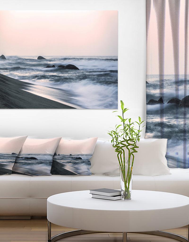 DesignQ Wonderful Long Exposure Sea Waves - Beach Canvas Wall Art