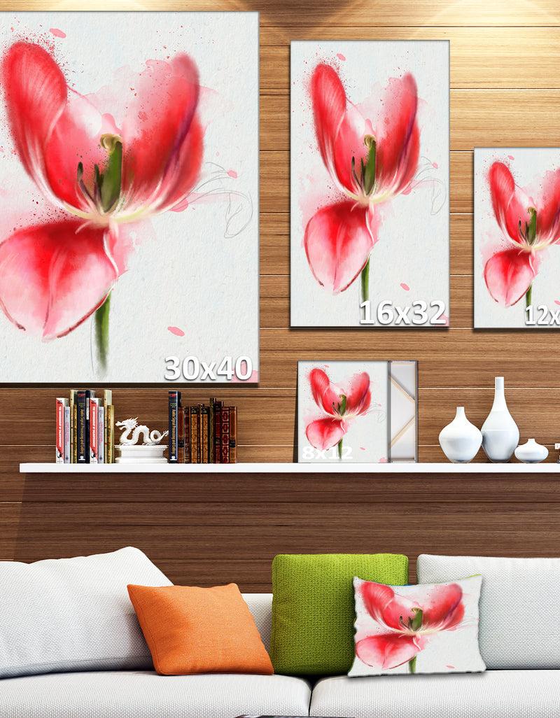 DesignQ Wonderful Red Poppy Watercolor - Floral Canvas Artwork Print
