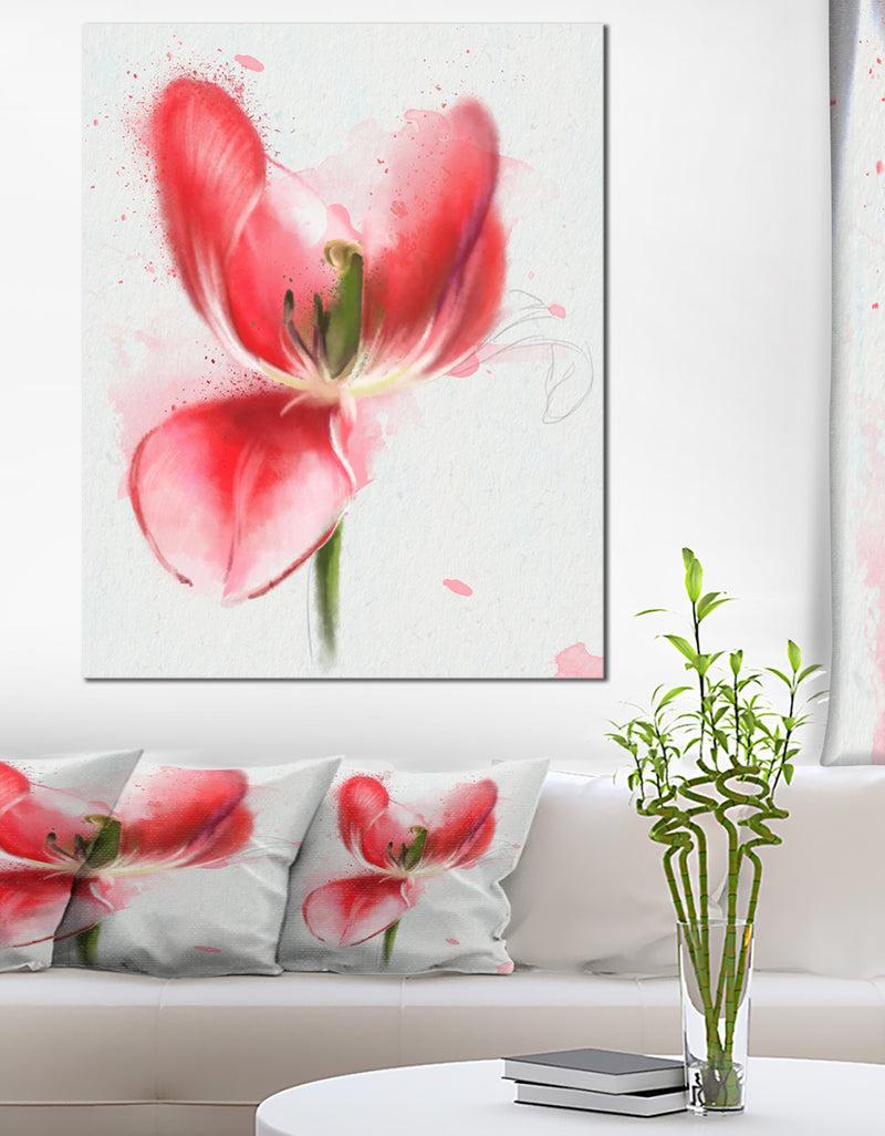 DesignQ Wonderful Red Poppy Watercolor - Floral Canvas Artwork Print