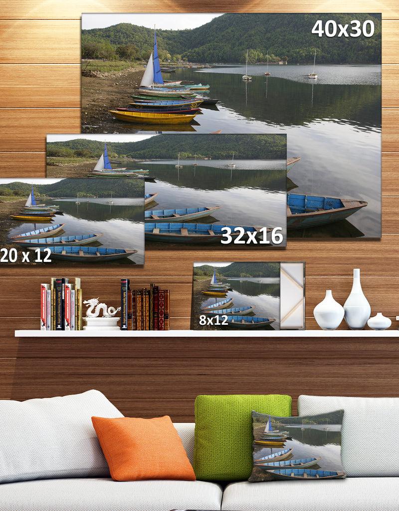 DesignQ Wonderful View Of Pokhara Boats - Boat Canvas Artwork
