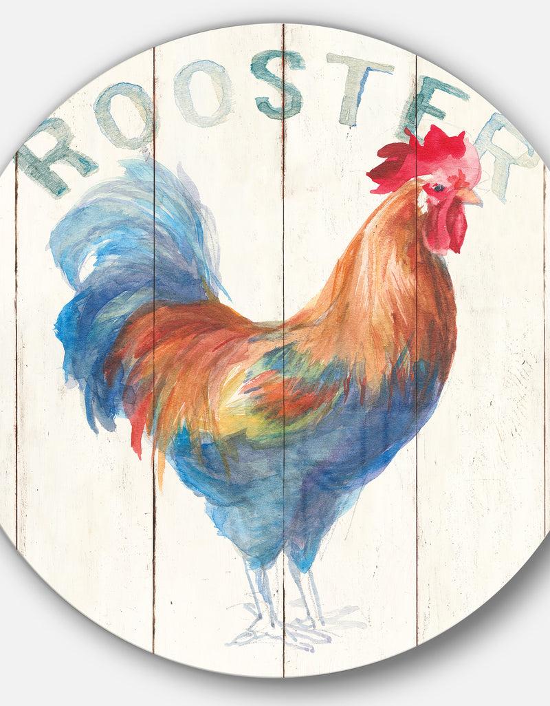 DesignQ Wood Farm Roaster I - Farmhouse Metal Circle Wall Art