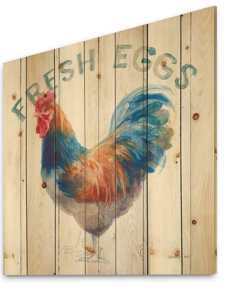 DesignQ Wood Farm Roaster II - Farmhouse Print On Natural Pine Wood