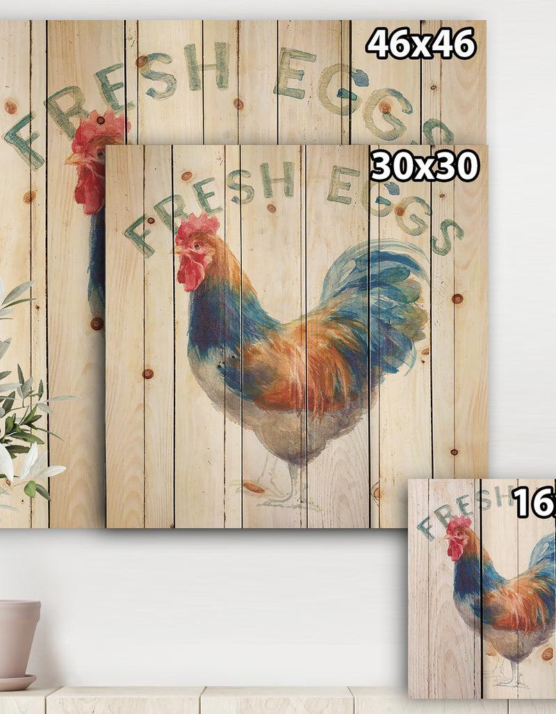 DesignQ Wood Farm Roaster II - Farmhouse Print On Natural Pine Wood