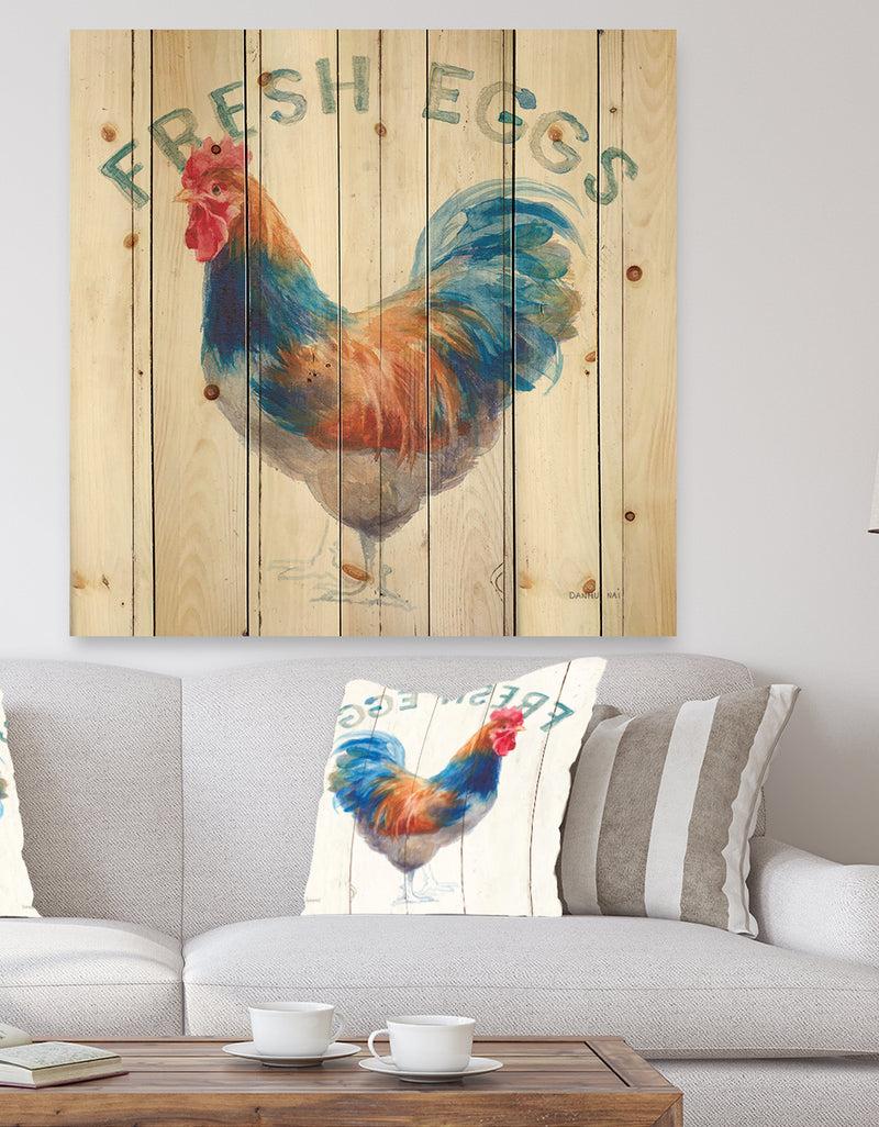 DesignQ Wood Farm Roaster II - Farmhouse Print on Natural Pine Wood