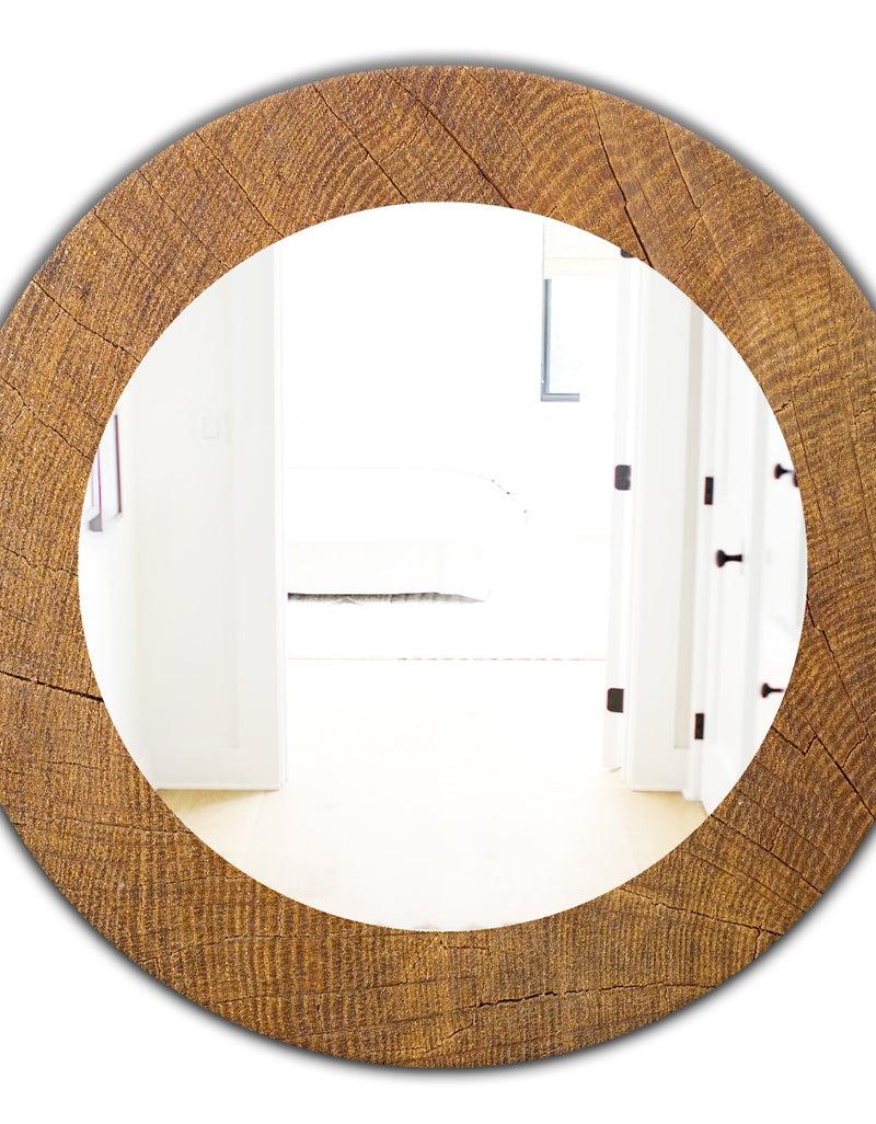 DesignQ Wood II - Mid-Century Mirror - Oval Or Round Wall Mirror