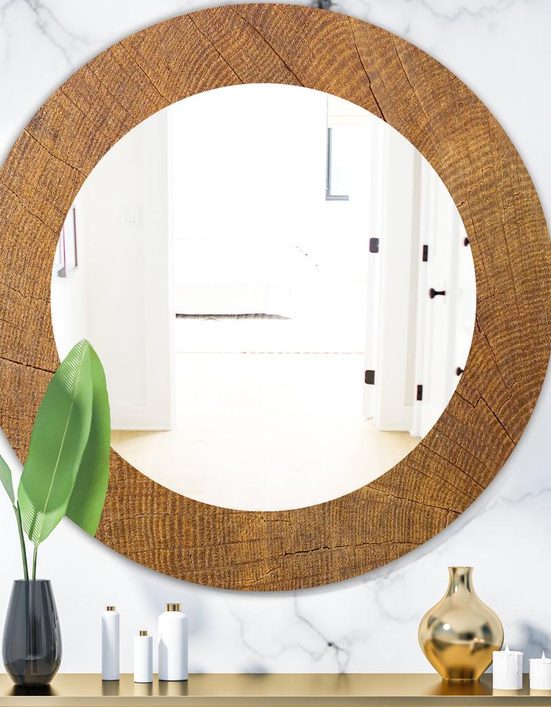 DesignQ Wood II - Mid-Century Mirror - Oval or Round Wall Mirror