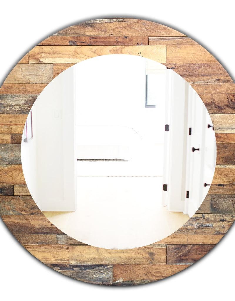 DesignQ Wood IV - Modern Mirror - Oval Or Round Wall Mirror