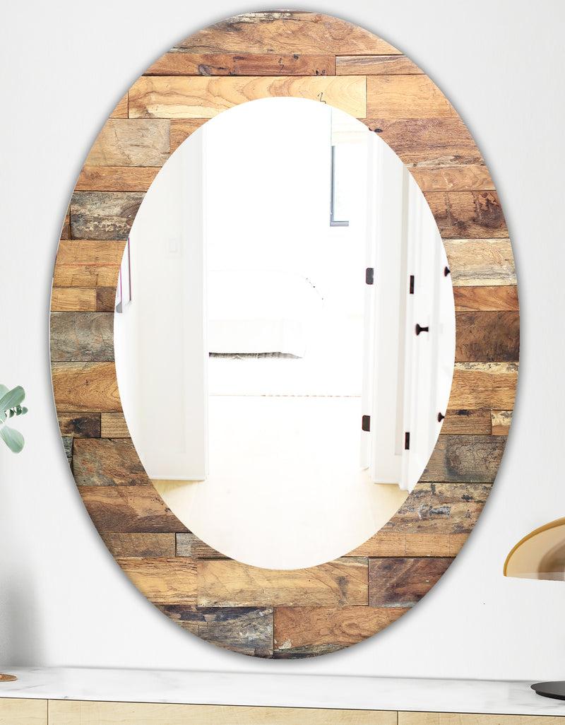 DesignQ Wood IV - Modern Mirror - Oval Or Round Wall Mirror