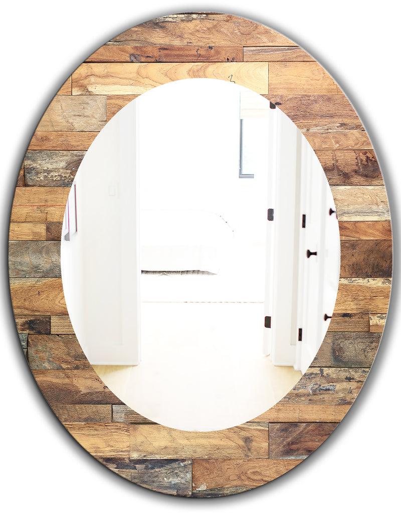 DesignQ Wood IV - Modern Mirror - Oval Or Round Wall Mirror