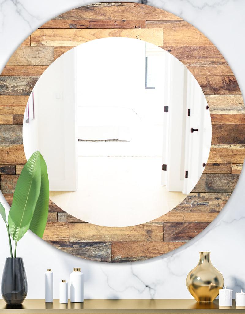 DesignQ Wood IV - Modern Mirror - Oval or Round Wall Mirror