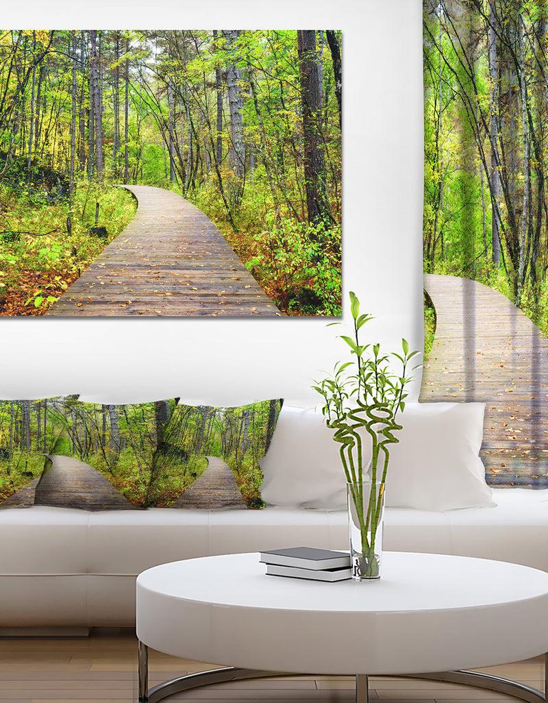 DesignQ Wooden Boardwalk across Forest - Landscape Wall Artwork