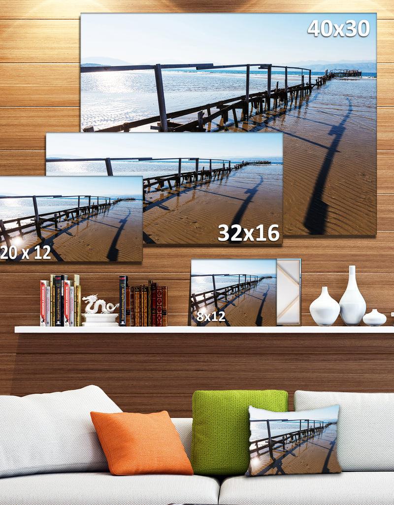 DesignQ Wooden Boardwalk On Beach - Sea Bridge Canvas Wall Artwork