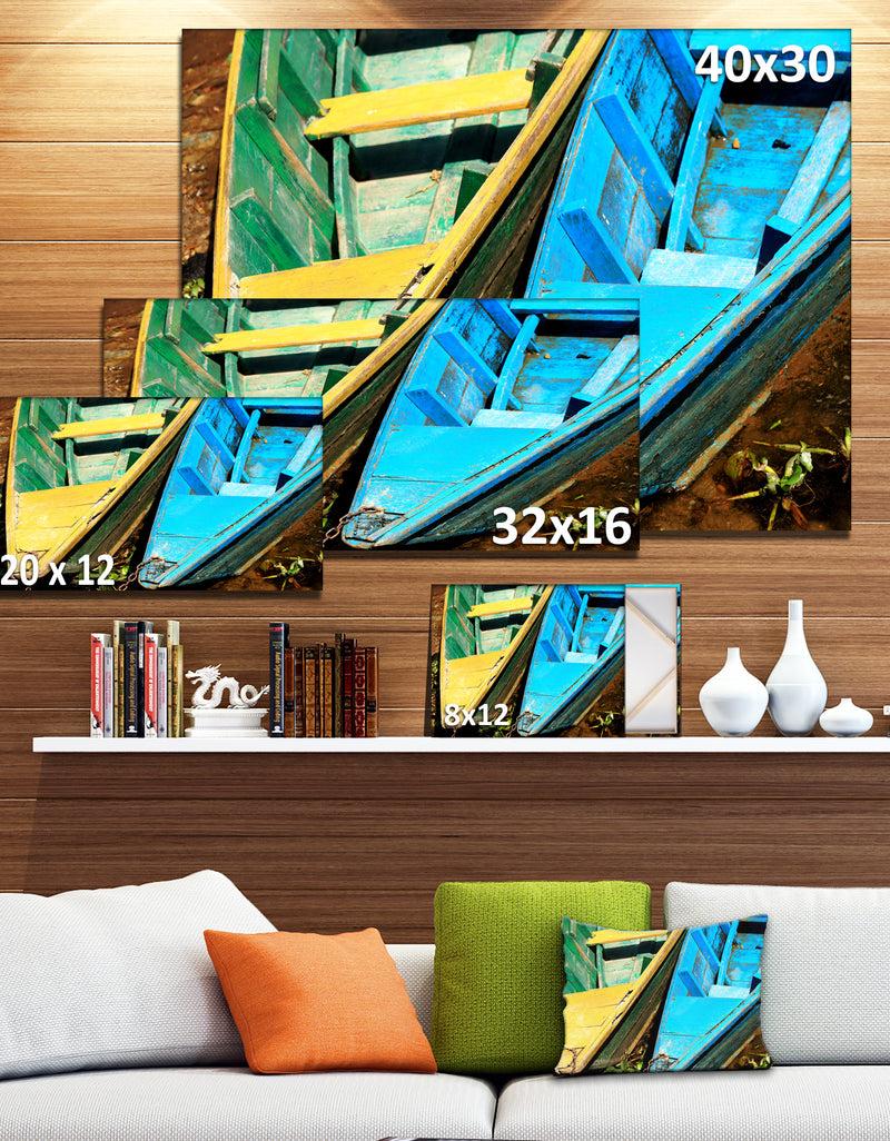DesignQ Wooden Boats On Lake Phewa - Boat Canvas Artwork