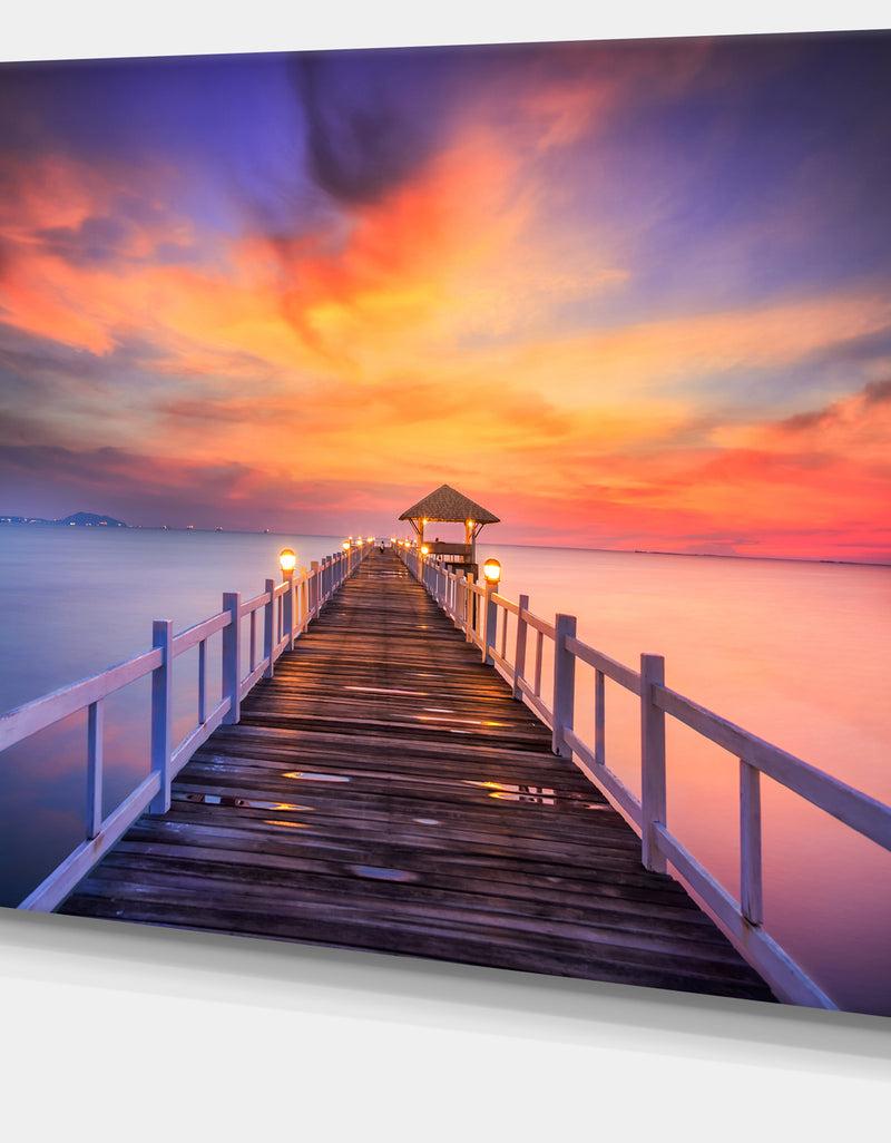 DesignQ Wooden Bridge - Landscape Photography Canvas Print