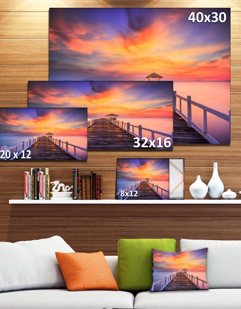 DesignQ Wooden Bridge - Landscape Photography Canvas Print