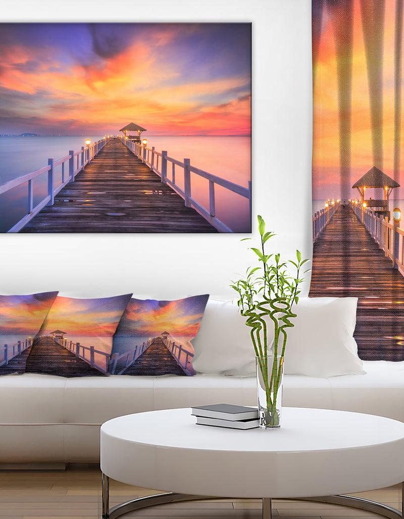 DesignQ Wooden Bridge - Landscape Photography Canvas Print