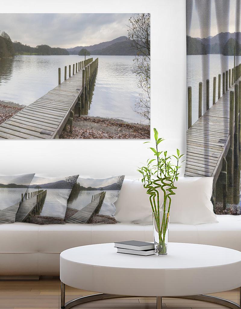 DesignQ Wooden Jetty on Lake District - Wooden Sea Bridge Canvas Wall Art
