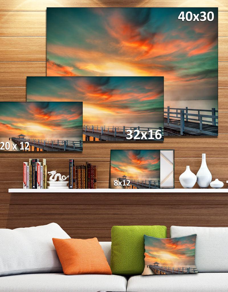 DesignQ Wooden Pier - Landscape Photo Canvas Art Print