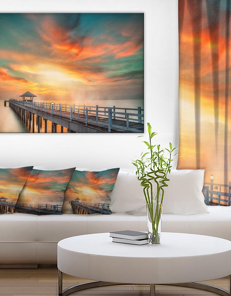 DesignQ Wooden Pier - Landscape Photo Canvas Art Print