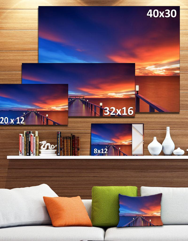 DesignQ Wooden Pier - Seascape Photography Canvas Art Print