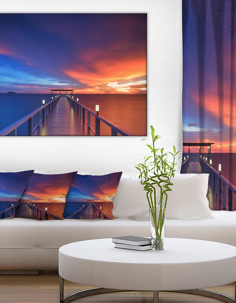 DesignQ Wooden Pier - Seascape Photography Canvas Art Print