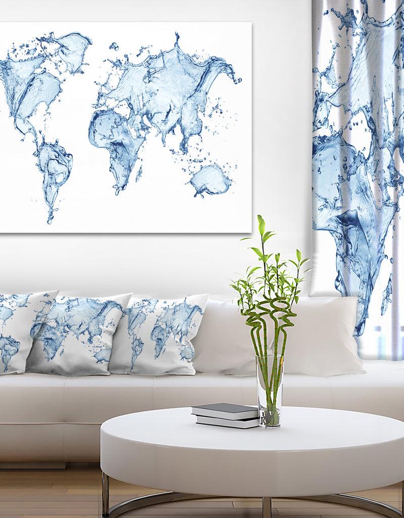 DesignQ World Map Water Splash - Map Digital Art Canvas Print