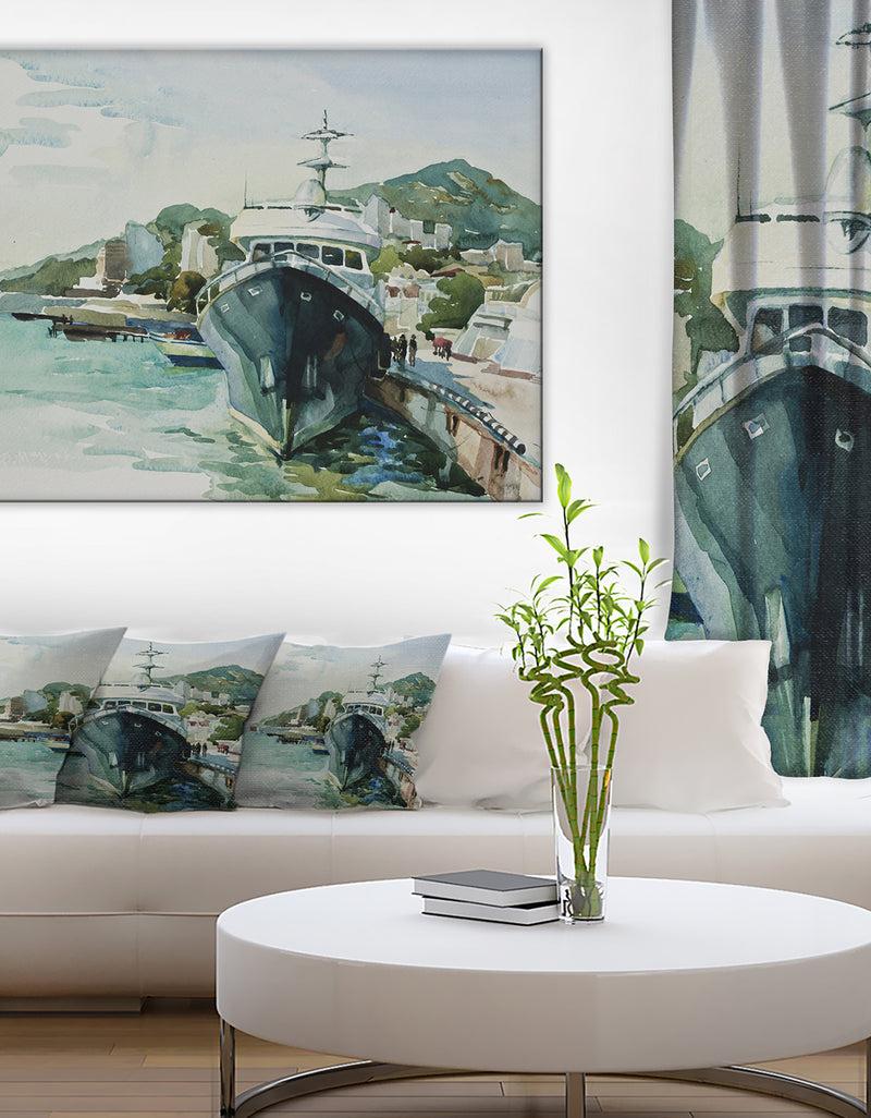 DesignQ Yacht in Port Yalta - Landscape Canvas Artwork Print