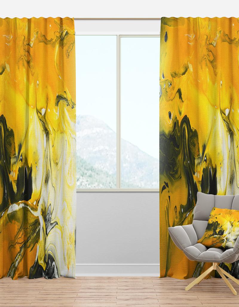 DesignQ Yellow Acrylic Hand Painted Marble - Modern & Contemporary Curtain Panels