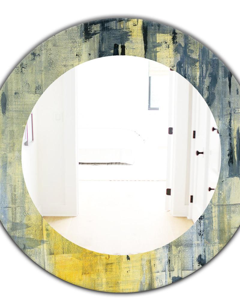 DesignQ Yellow And Black Element - Modern Mirror - Oval Or Round Wall Mirror