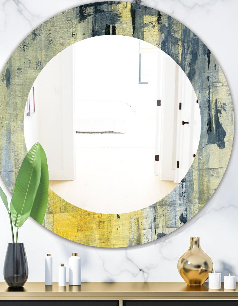 DesignQ Yellow and Black Element - Modern Mirror - Oval or Round Wall Mirror