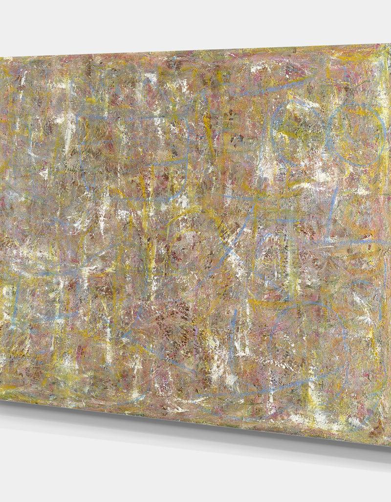 DesignQ Yellow And Blue Texture Painting - Modern & Contemporary Premium Canvas Wall Art