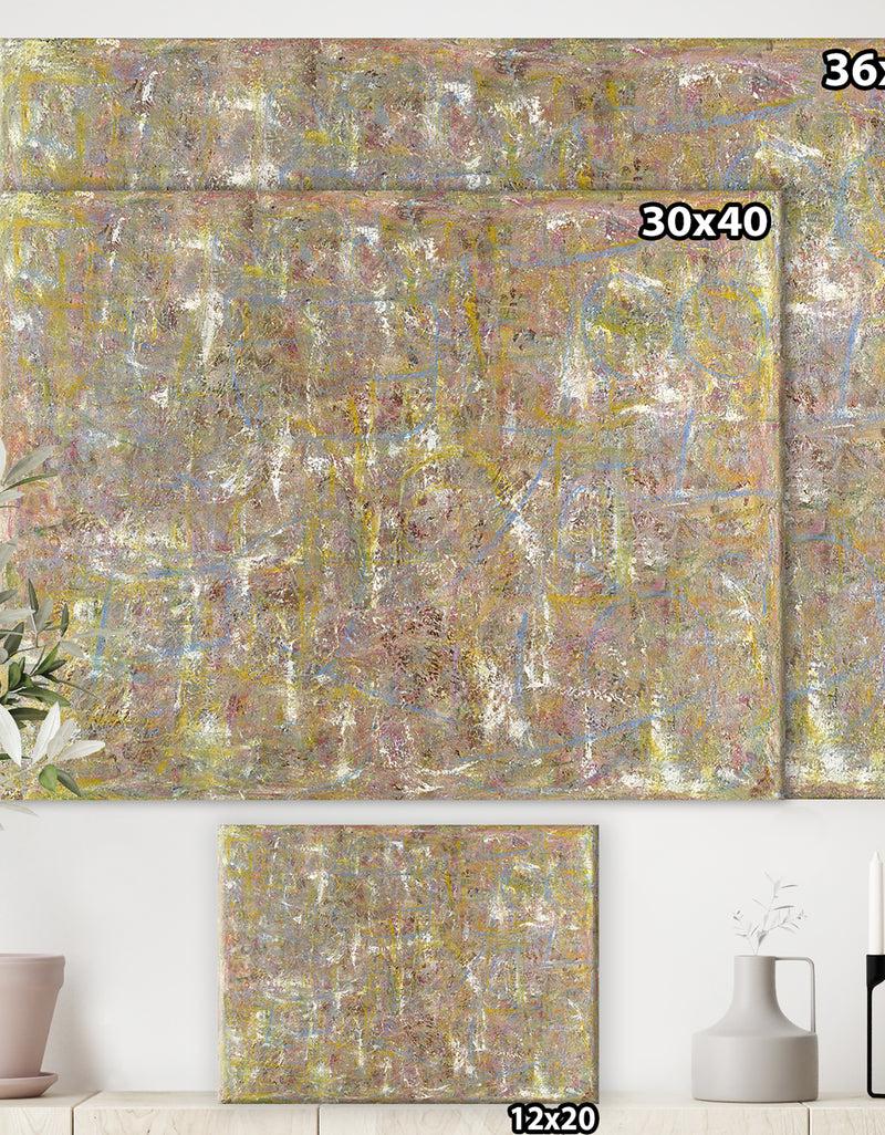 DesignQ Yellow And Blue Texture Painting - Modern & Contemporary Premium Canvas Wall Art