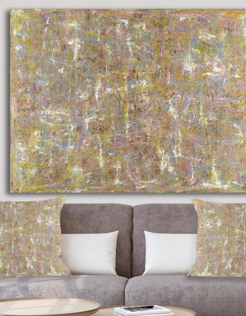 DesignQ Yellow And Blue Texture Painting - Modern & Contemporary Premium Canvas Wall Art