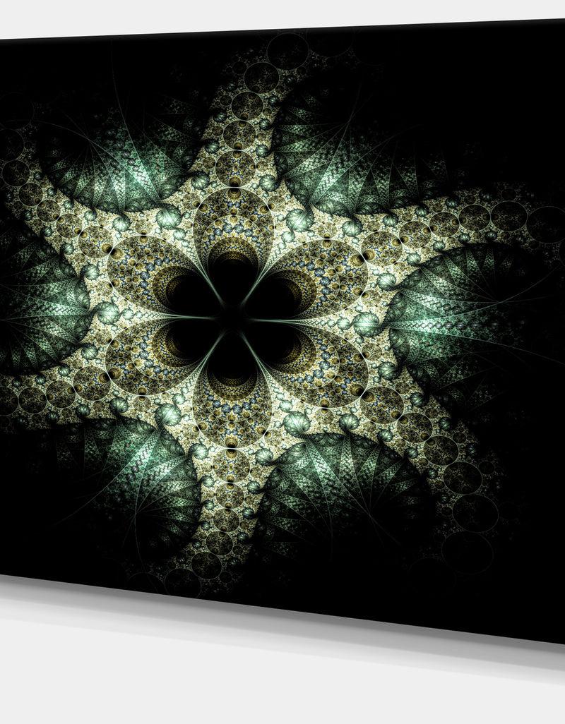 DesignQ Yellow And Green Fractal Flower - Abstract Wall Art Canvas