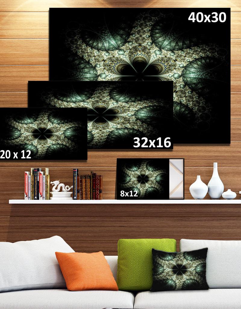 DesignQ Yellow And Green Fractal Flower - Abstract Wall Art Canvas