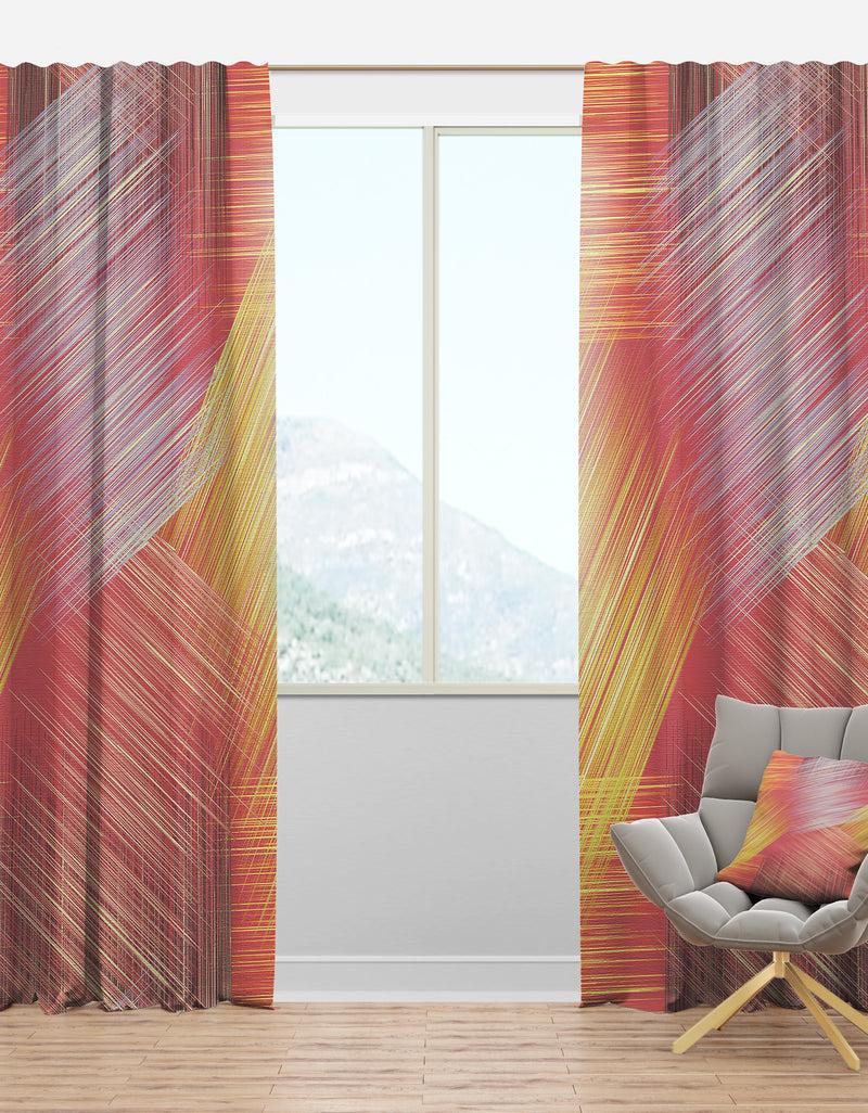 DesignQ Yellow and Pink Striped Pattern - Modern & Contemporary Curtain Panels