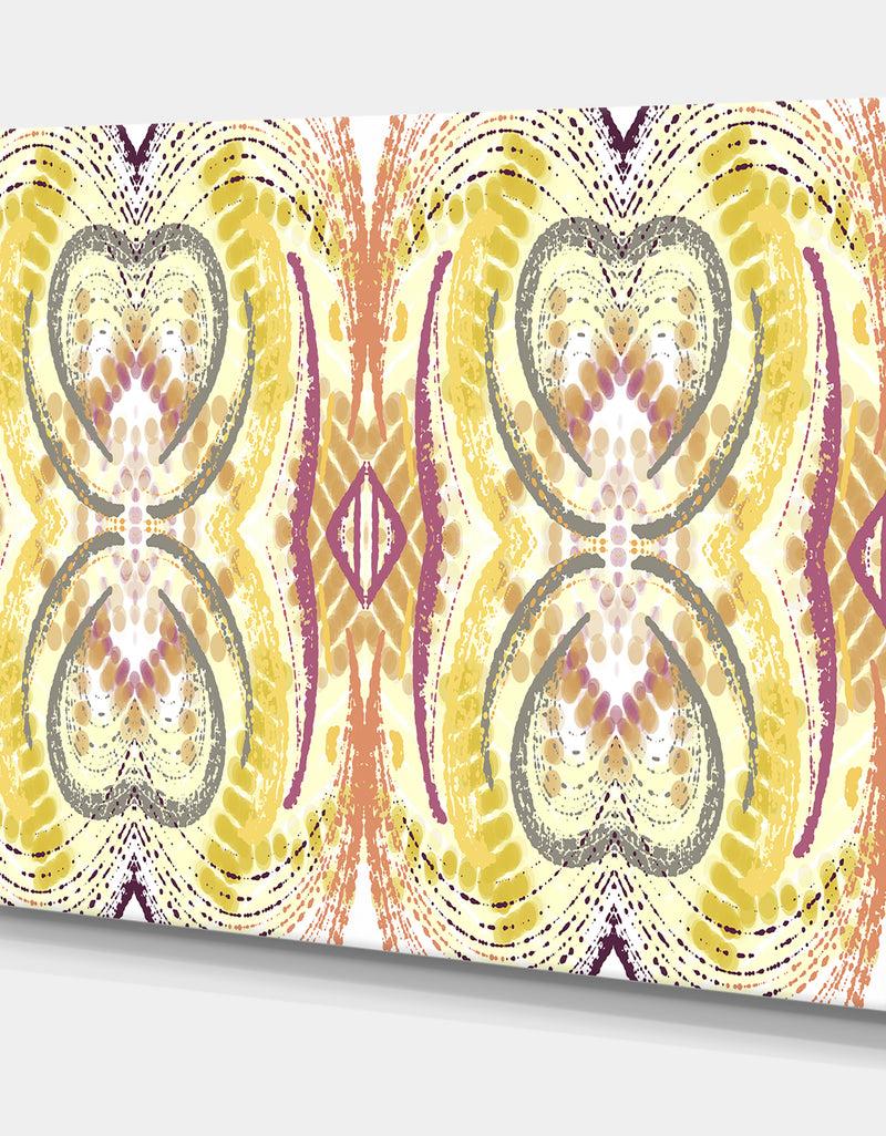 DesignQ Yellow And Purple Heart Pattern - Mid-Century Modern Canvas Art Print