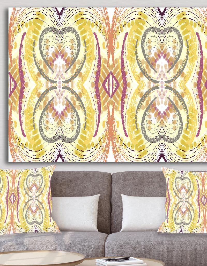 DesignQ Yellow And Purple Heart Pattern - Mid-Century Modern Canvas Art Print