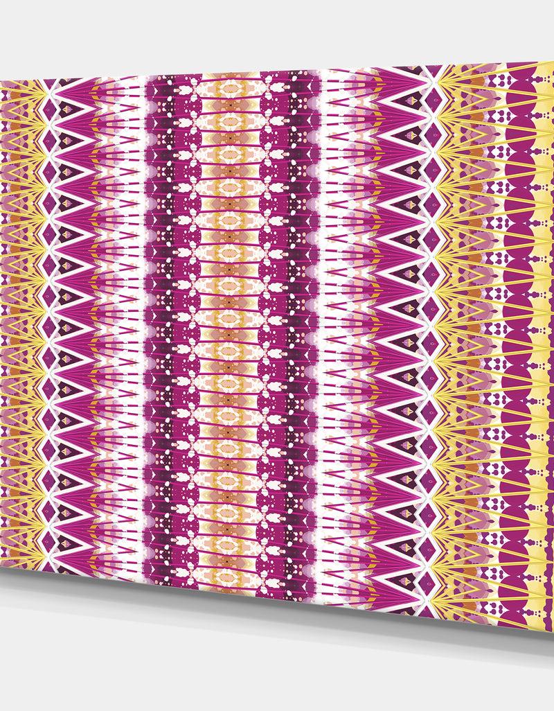 DesignQ Yellow And Purple Triangular Pattern - Mid-Century Modern Canvas Wall Art