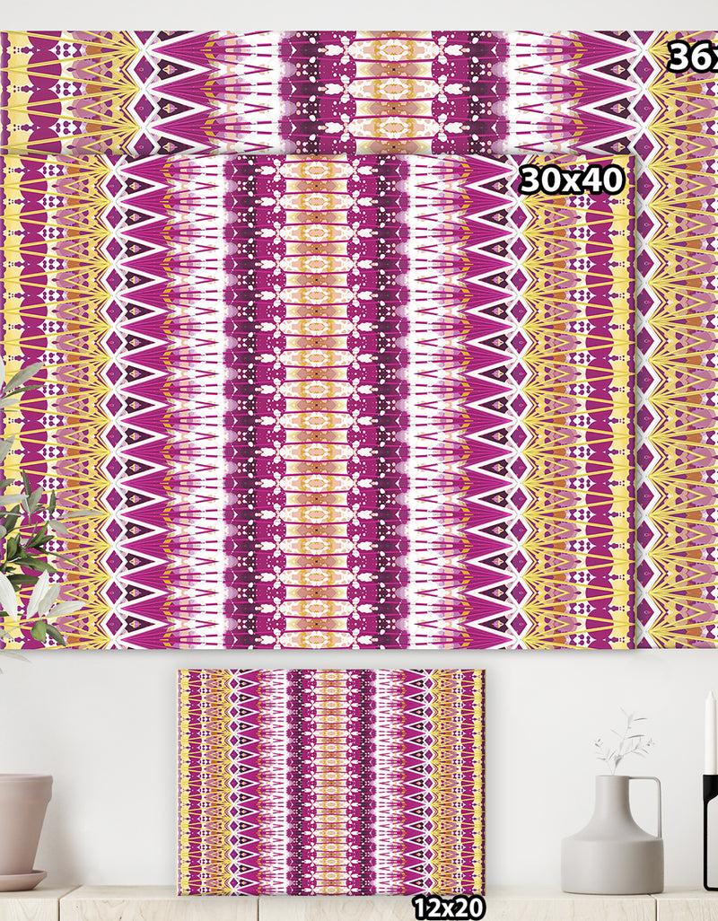 DesignQ Yellow And Purple Triangular Pattern - Mid-Century Modern Canvas Wall Art