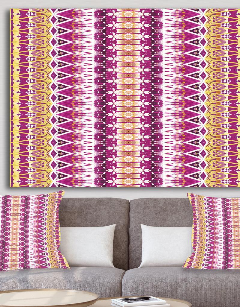 DesignQ Yellow And Purple Triangular Pattern - Mid-Century Modern Canvas Wall Art