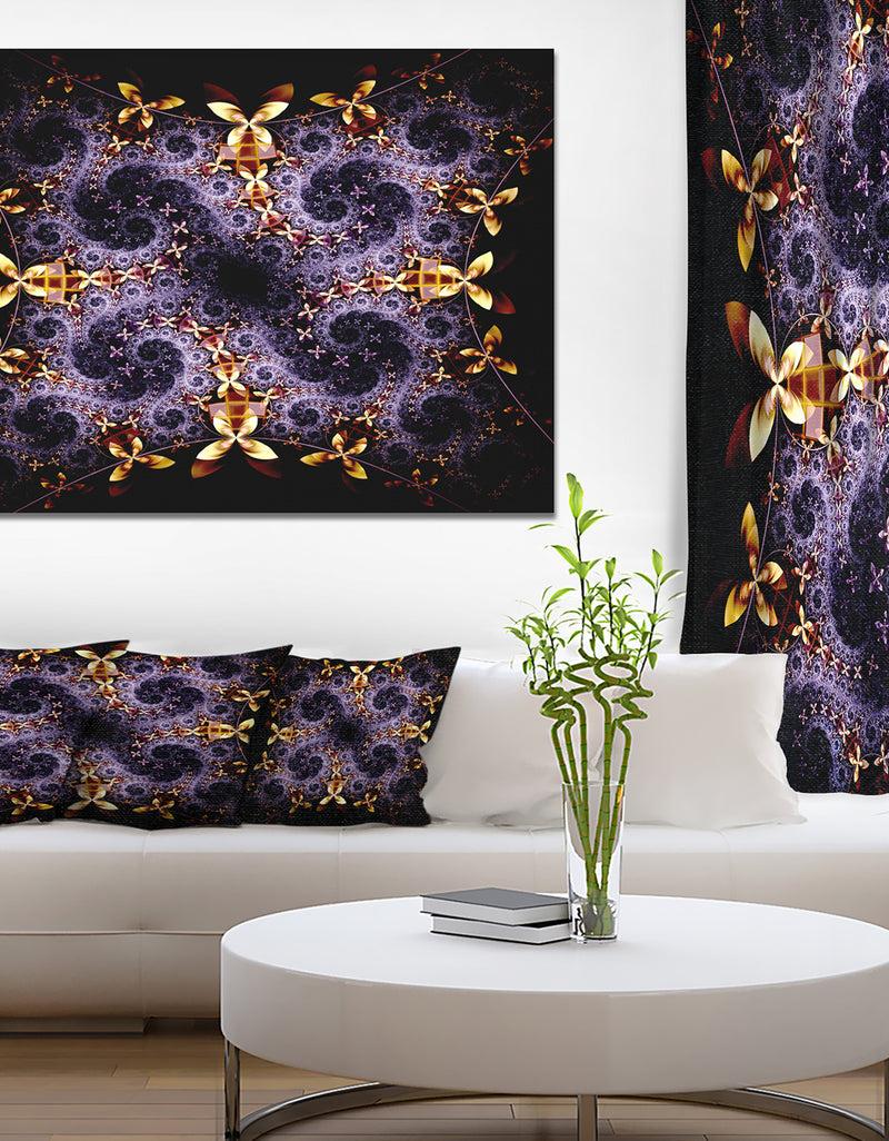 DesignQ Yellow and Violet Fractal Flower - Abstract Wall Art Canvas