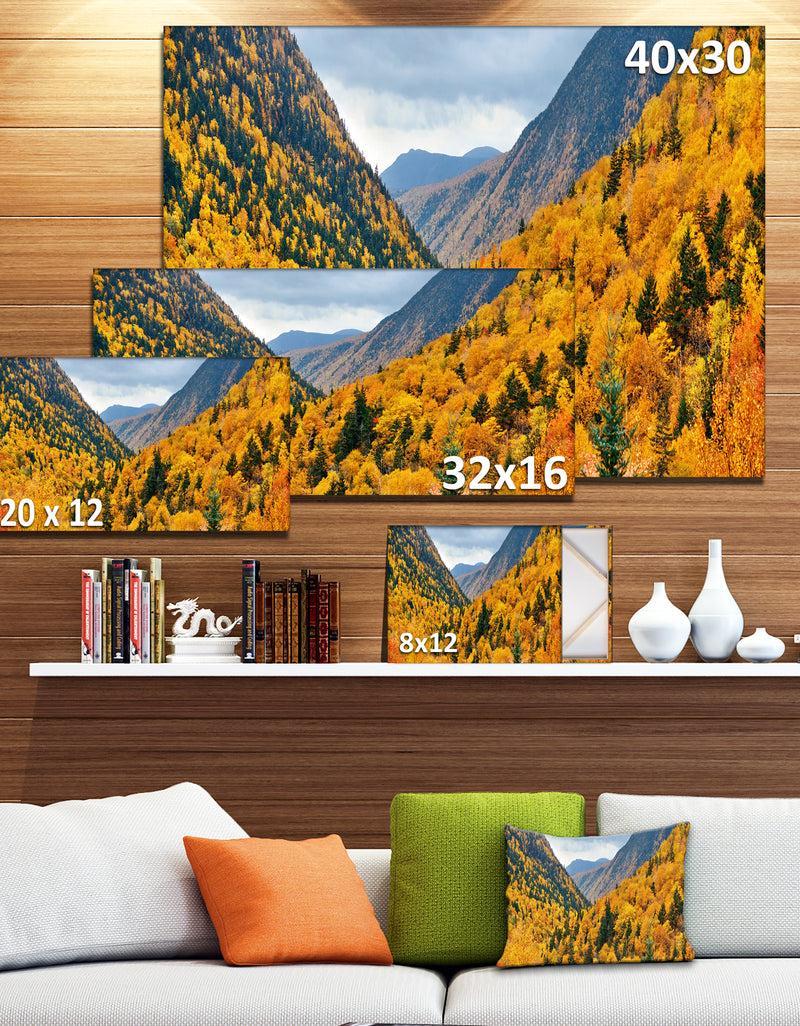DesignQ Yellow Autumn Foliage Over Hills - Landscape Artwork Canvas