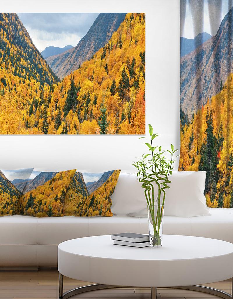 DesignQ Yellow Autumn Foliage Over Hills - Landscape Artwork Canvas