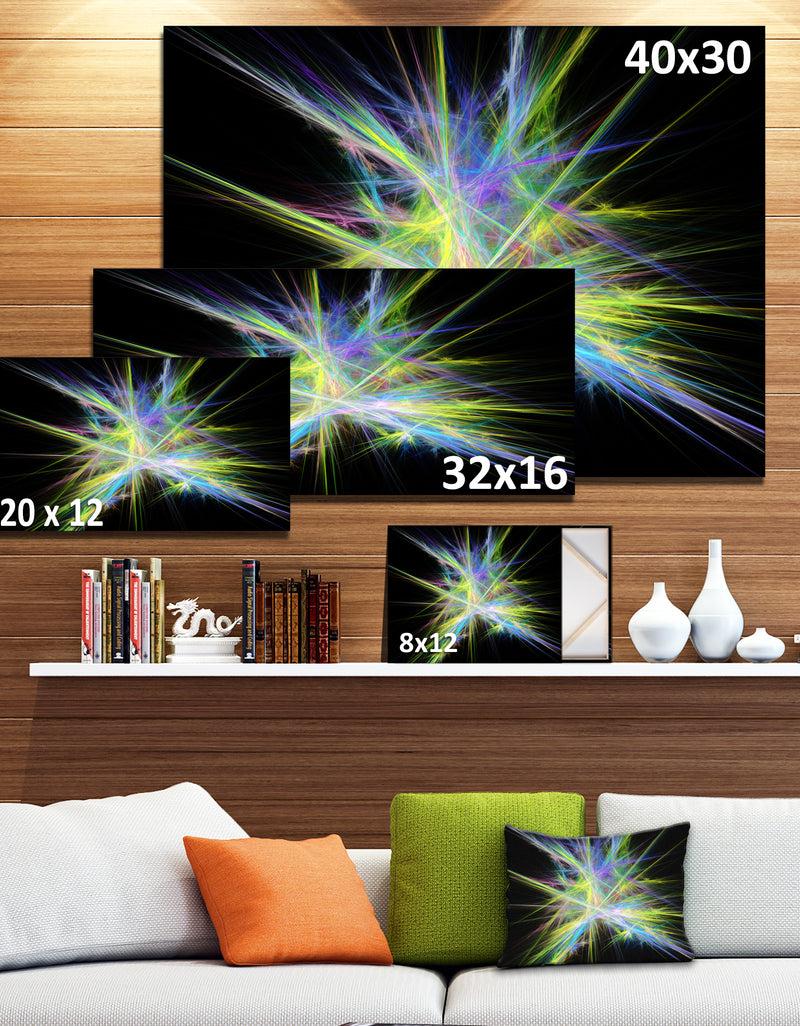 DesignQ Yellow Blue Chaos Multicolored Rays - Extra Large Abstract Canvas Wall Art