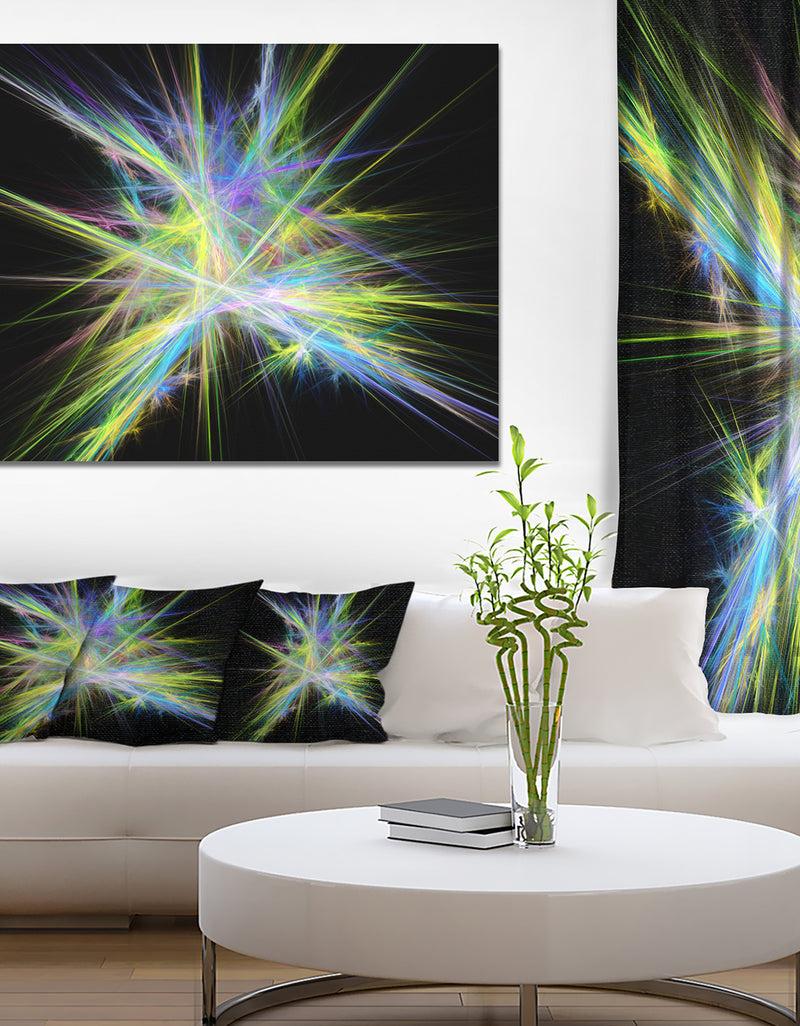 DesignQ Yellow Blue Chaos Multicolored Rays - Extra Large Abstract Canvas Wall Art