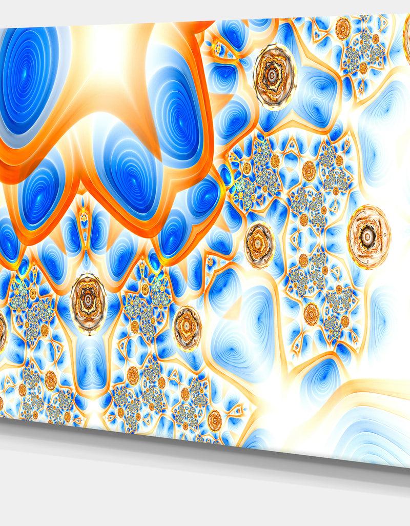 DesignQ Yellow Blue Exotic Pattern - Extra Large Abstract Canvas Wall Art