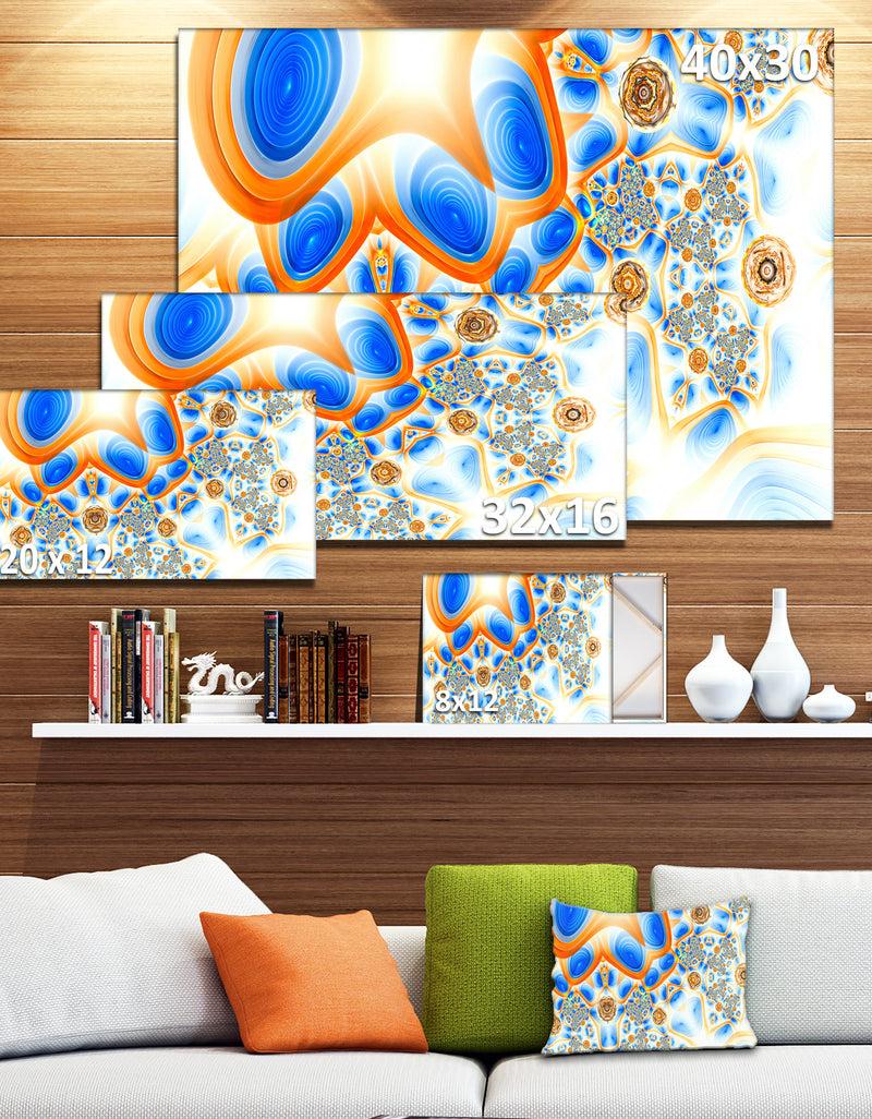 DesignQ Yellow Blue Exotic Pattern - Extra Large Abstract Canvas Wall Art