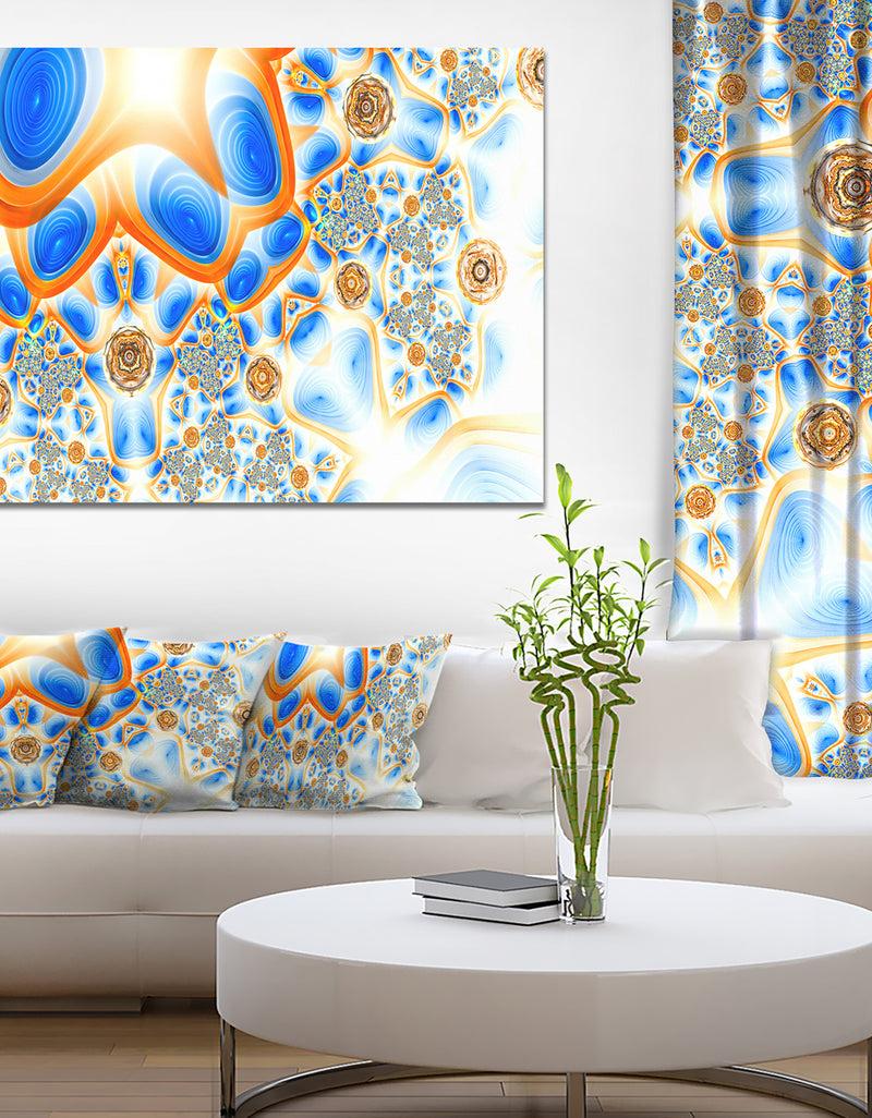 DesignQ Yellow Blue Exotic Pattern - Extra Large Abstract Canvas Wall Art